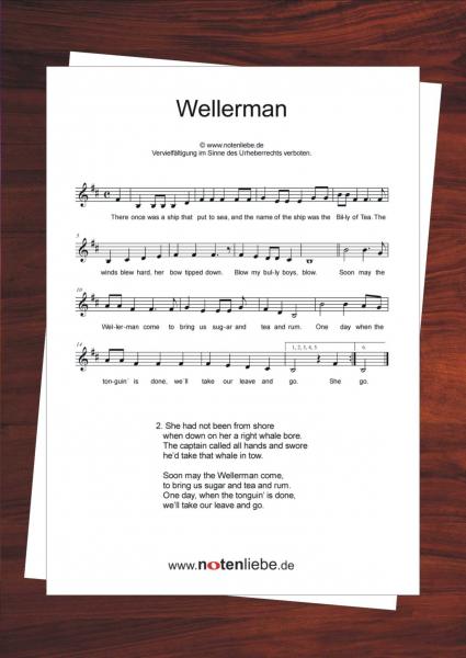 Wellerman (Some day the Wellerman come) Noten  kostenlos (siehe Artikelbeschreibung)